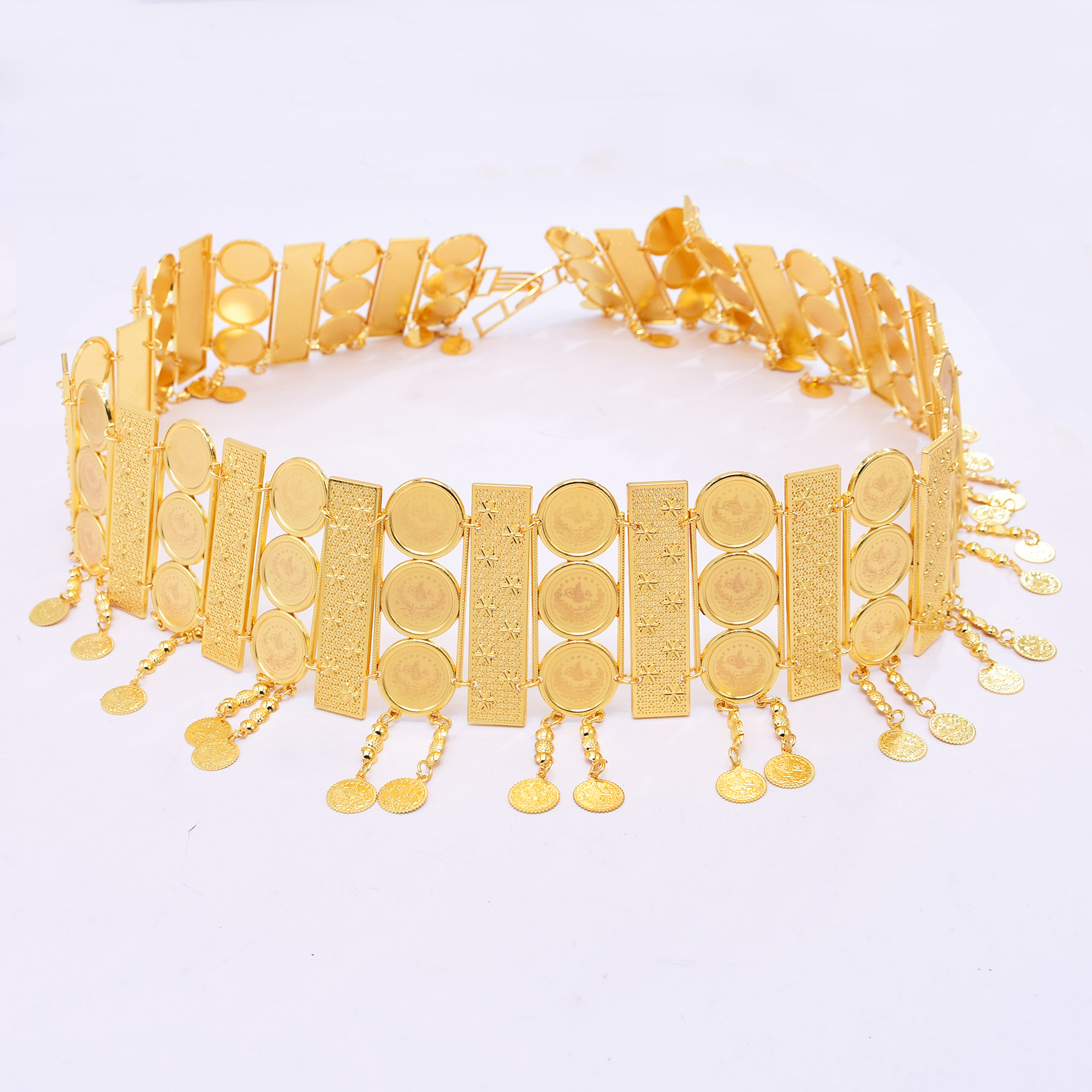 Ethnic Fashion Co In - 3-rijige brede riem met kwastjes, body