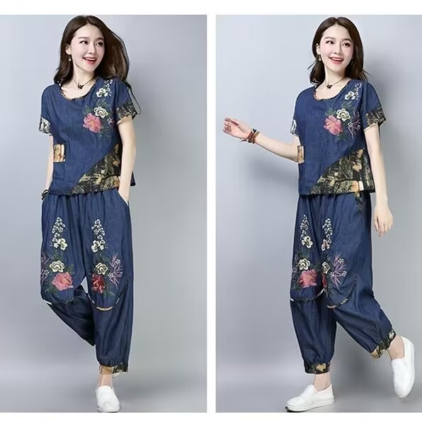 New Ethnic Fashion - Etnische stijl plus size damespak zomer